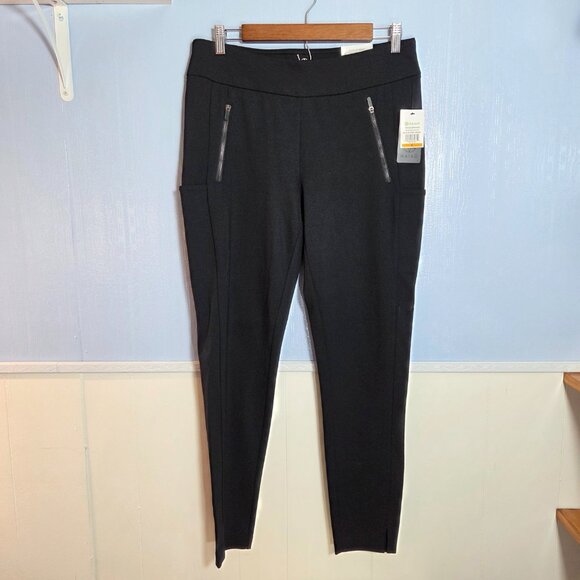 Gaiam Medium Black Pull On Skinny Leg Ponte Pant Leggings Pockets NWT - Picture 2 of 11